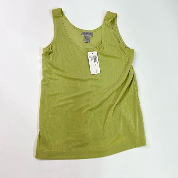 Chico's Hadley Jacket Tank Top Womens Medium Tart Green 1 Set Nwt Slinky Mature - Picture 9 of 11